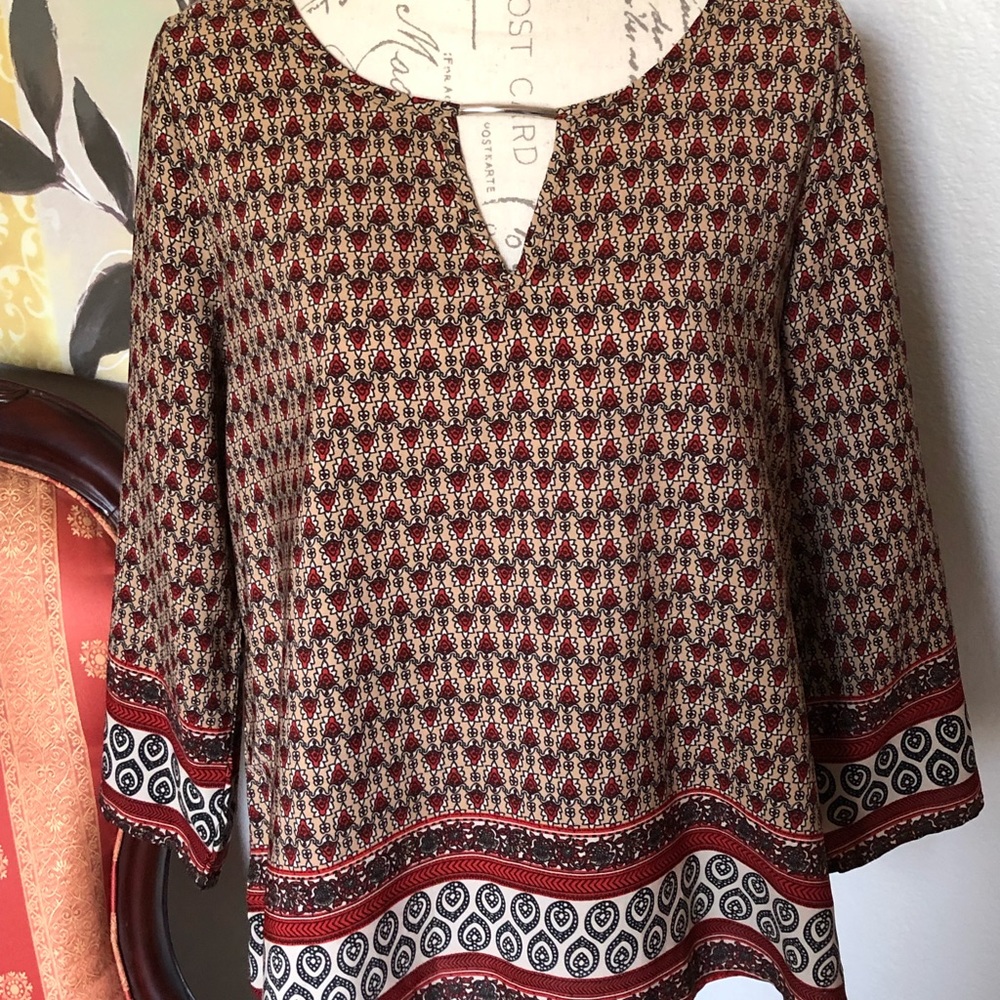 Print 3/4 sleeve blouse